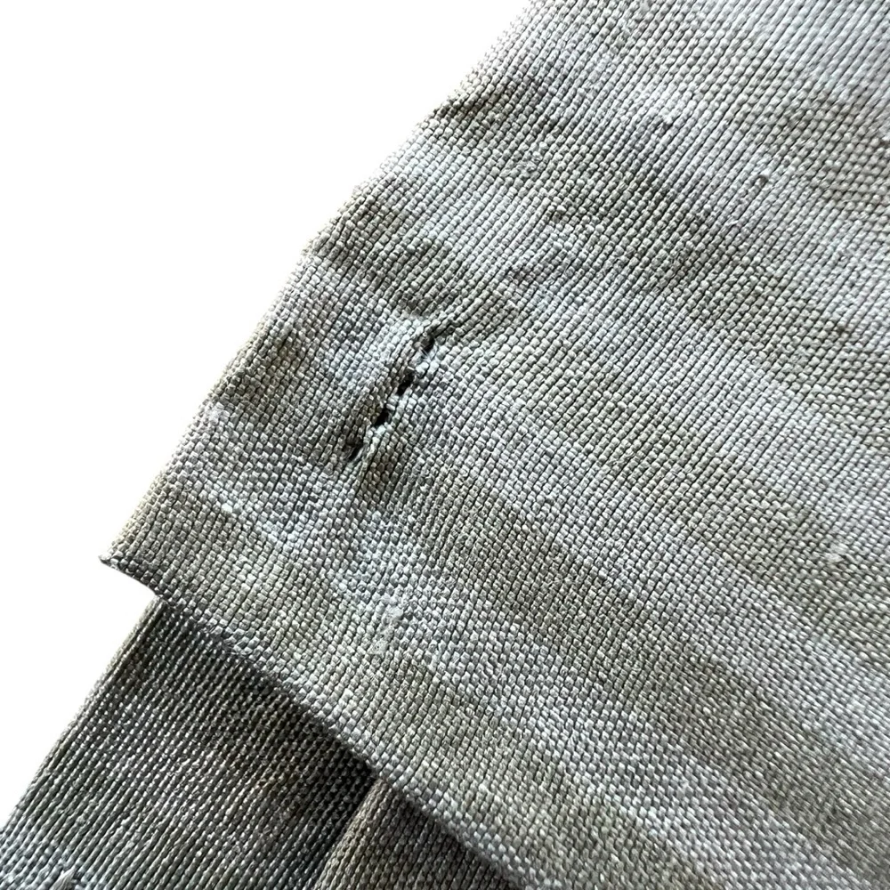 Restoration Hardware 2-Piece Thai Silk Drapes Sage Green Tonal Stripe 50x84 FLAW